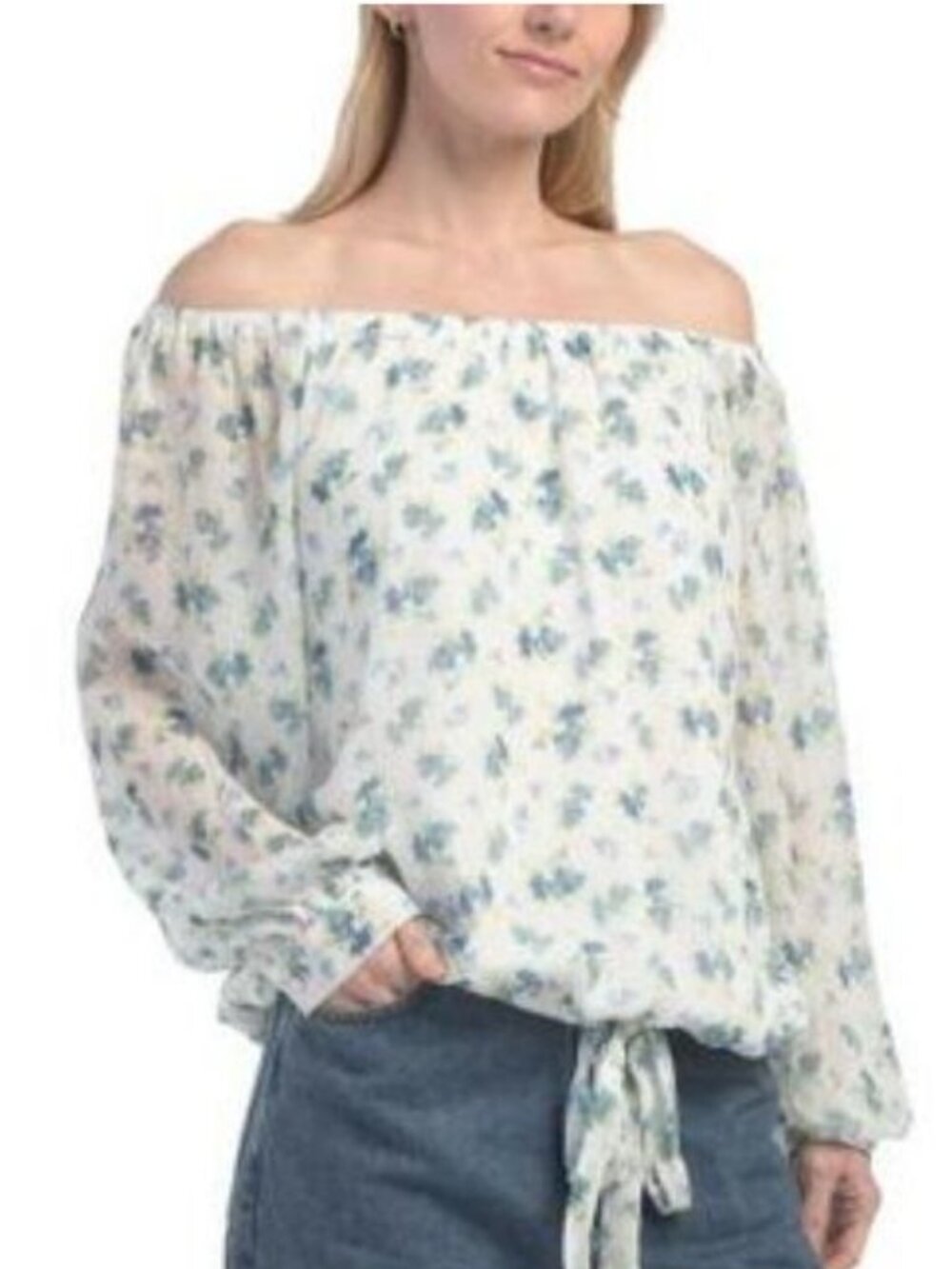 $69 Vince Camuto Women's Printed Boat-Neck Dolman-Sleeve Top New Ivory Size M